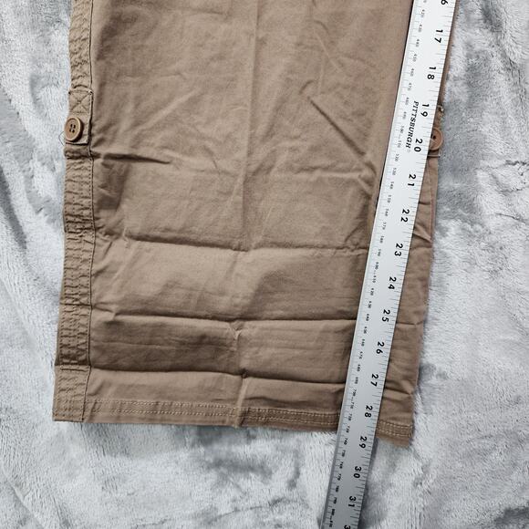 Style&Co Pants Womens 18W Brown Khaki High Rise Cargo Capri Roll Tab Hem Stretch - Picture 10 of 12